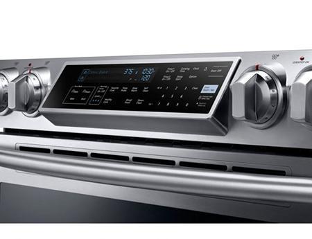 Samsung - 5.8 cu. ft Slide-In Electric Range in Stainless Steel - NE58F9500SS