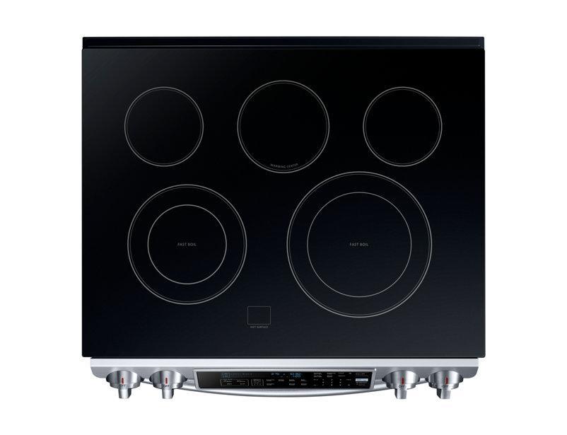 Samsung - 5.8 cu. ft Slide-In Electric Range in Stainless Steel - NE58F9500SS