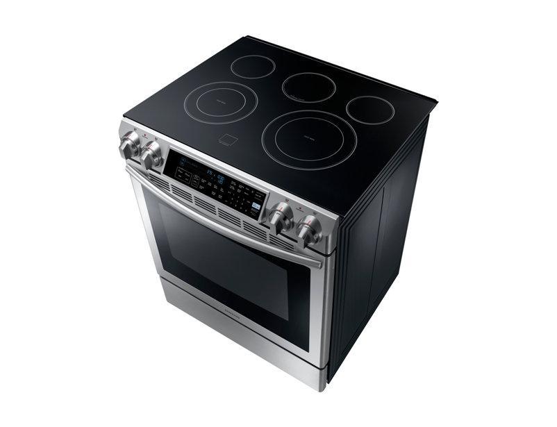 Samsung - 5.8 cu. ft Slide-In Electric Range in Stainless Steel - NE58F9500SS