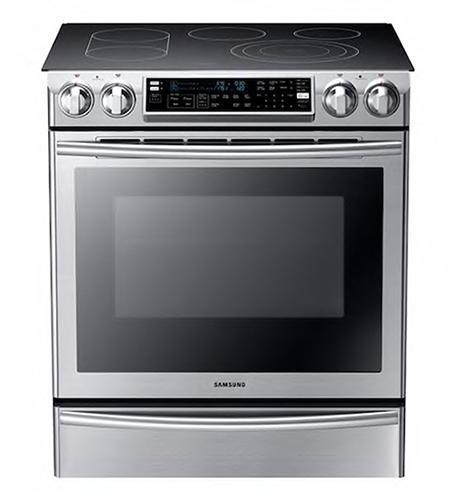 Samsung - 5.8 cu. ft Slide-In Electric Range in Stainless Steel - NE58F9710WS