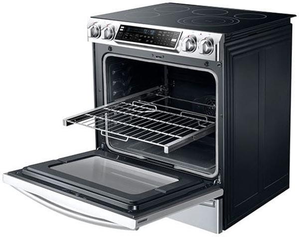 Samsung - 5.8 cu. ft Slide-In Electric Range in Stainless Steel - NE58F9710WS