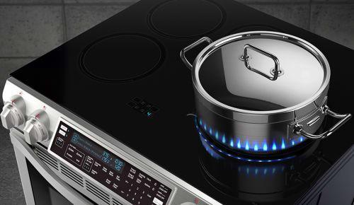 Samsung - 5.8 cu. ft Slide-In Induction Range in Stainless Steel - NE58H9970WS