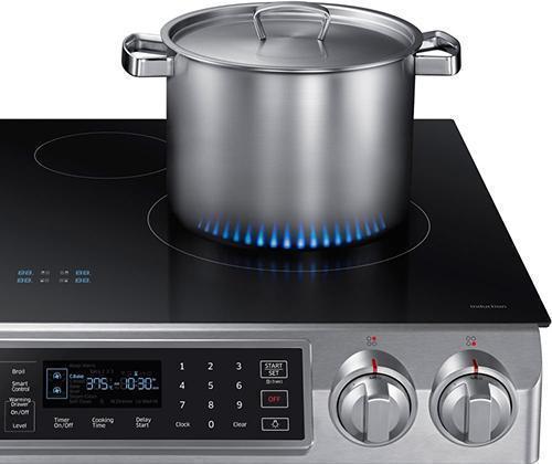 Samsung - 5.8 cu. ft Slide-In Induction Range in Stainless Steel - NE58K9560WS