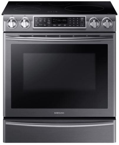 Samsung - 5.8 cu. ft Slide-In Induction Range in Black Stainless Steel - NE58N9560WG