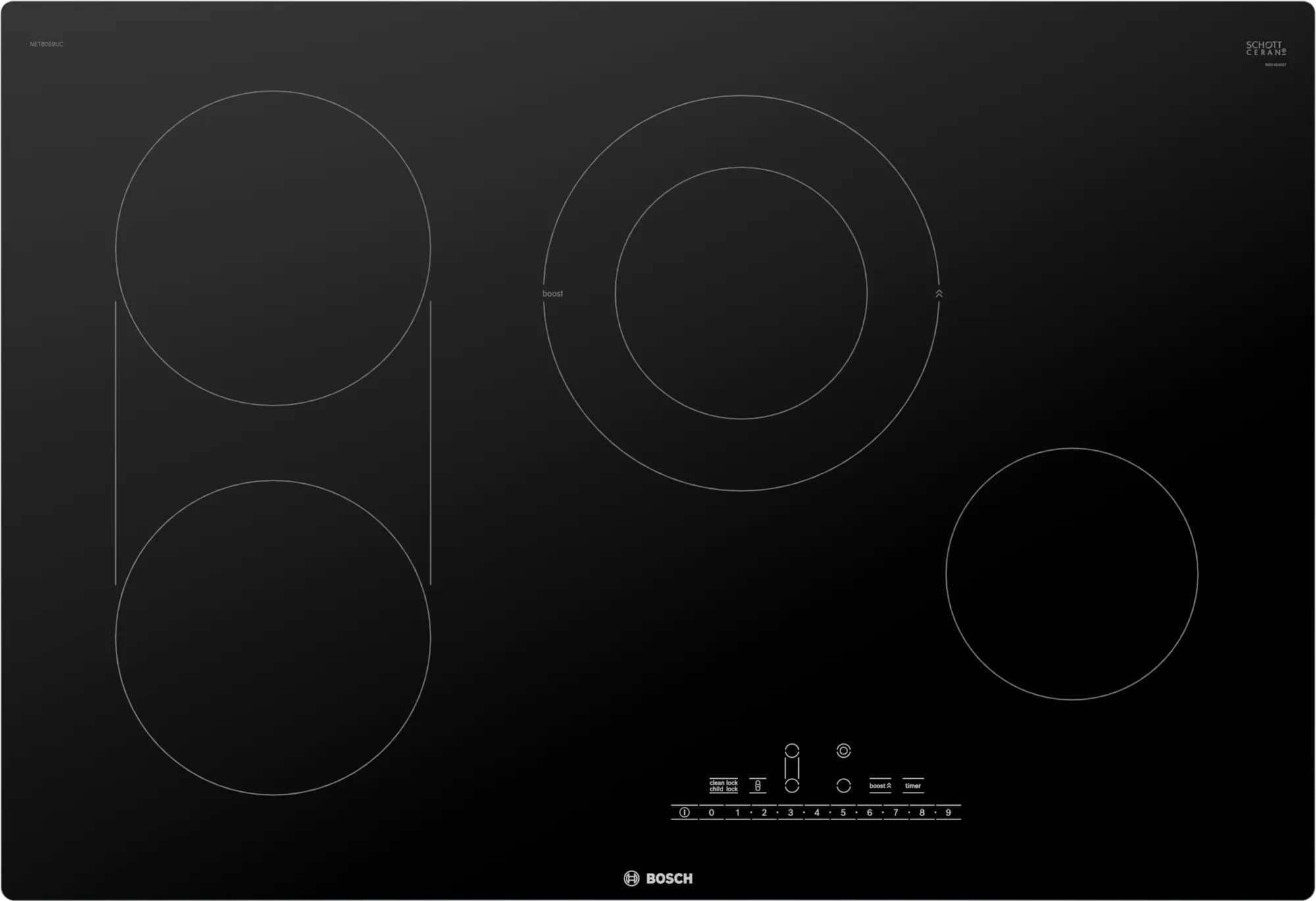 Bosch - 31 inch wide Electric Cooktop in Black - NET8069UC