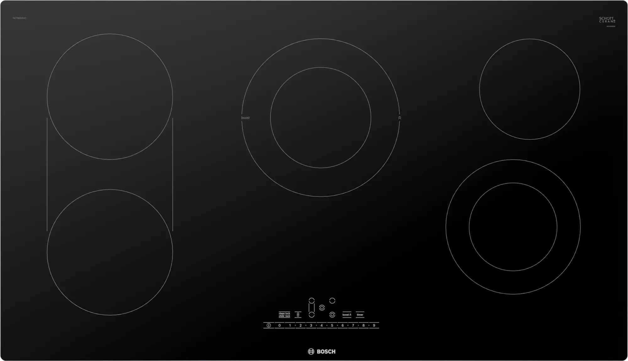 Bosch - 37 inch wide Electric Cooktop in Black - NET8669UC