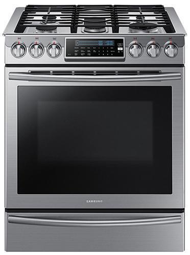 Samsung - 5.8 cu. ft Slide-In Gas Range in Stainless Steel - NX58H9500WS