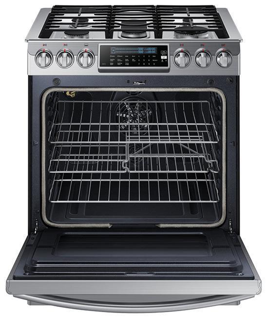 Samsung - 5.8 cu. ft Slide-In Gas Range in Stainless Steel - NX58H9500WS