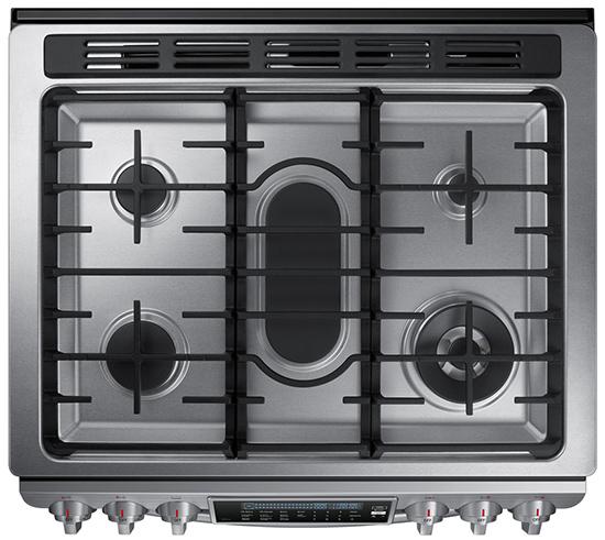 Samsung - 5.8 cu. ft Slide-In Gas Range in Stainless Steel - NX58H9500WS