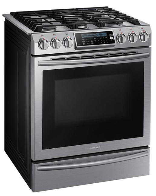Samsung - 5.8 cu. ft Slide-In Gas Range in Stainless Steel - NX58H9500WS