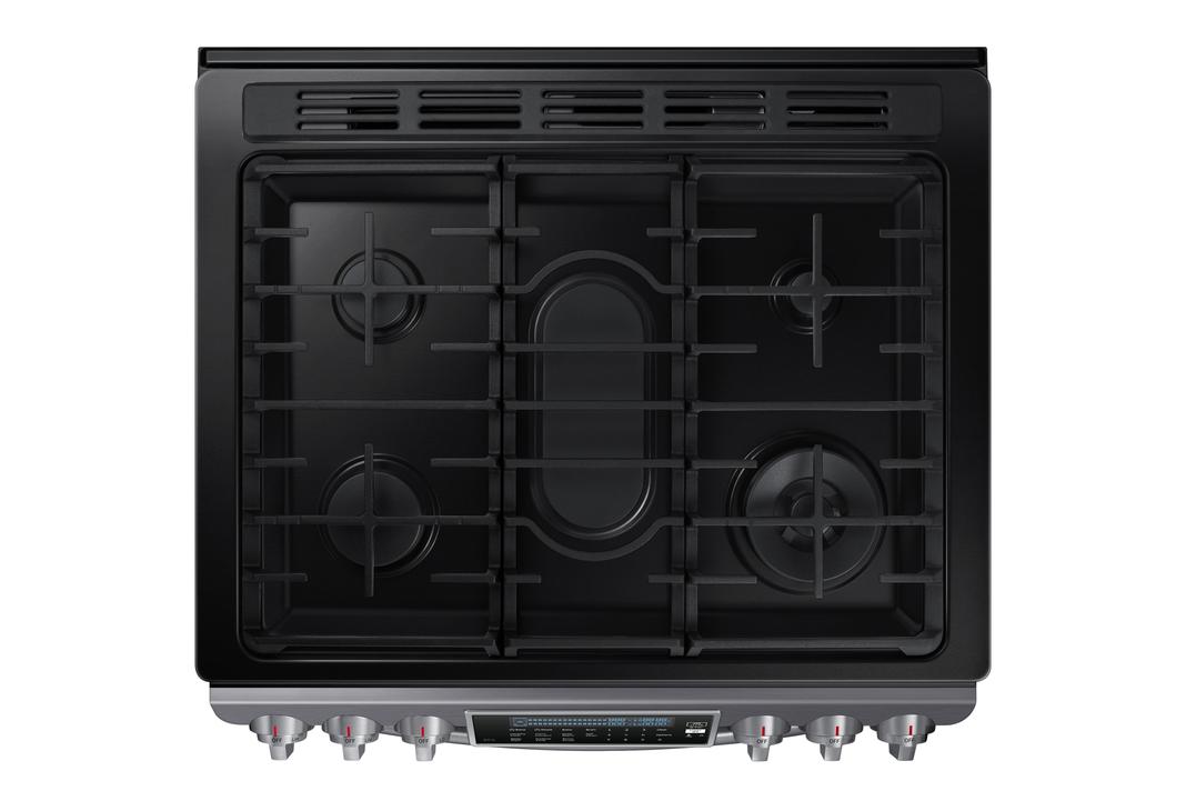 Samsung - 5.8 cu. ft Slide-In Gas Range in Black Stainless Steel - NX58K9500WG