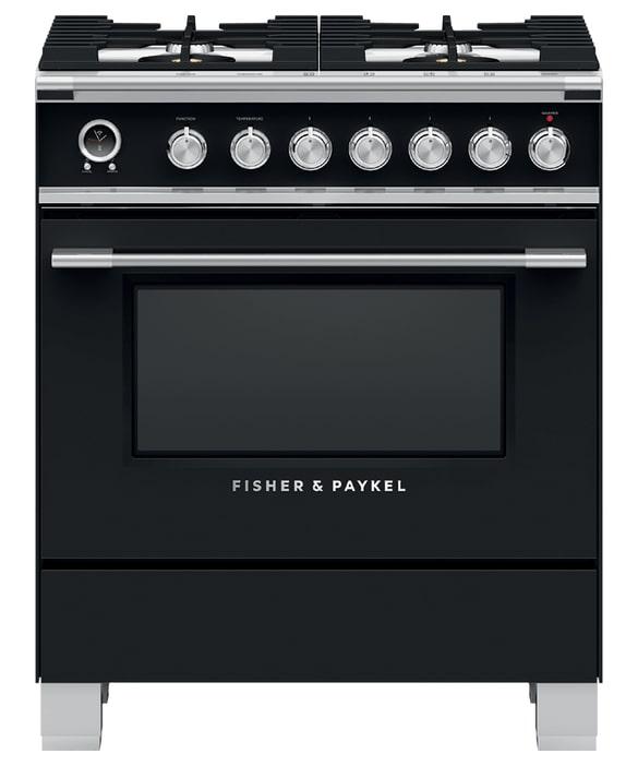 Fisher Paykel - 3.5 cu. ft Dual Fuel Range in Black - OR30SCG6B1
