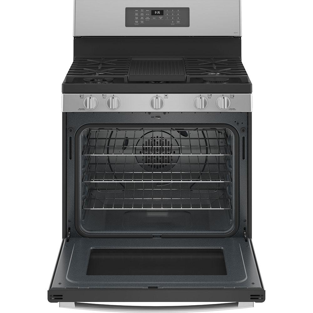 GE Profile - 5.7 cu. ft Dual Fuel Range in Stainless - PC2B935YPFS