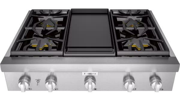 Thermador - 35.9375 inch wide Gas Cooktop in Stainless - PCG364WD