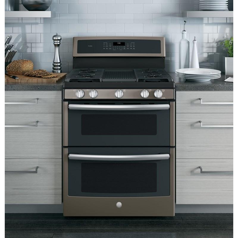 GE Profile - 6.8 cu. ft Gas Range in Grey - PCGB960EEMES