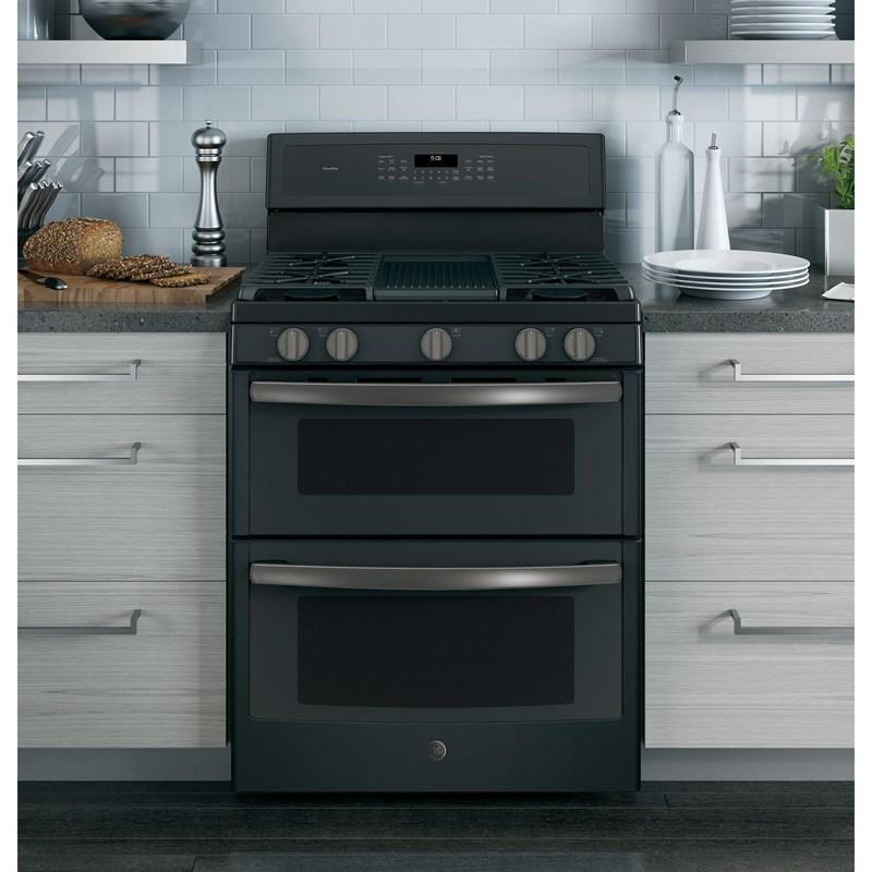 GE Profile - 6.8 cu. ft Gas Range in Black - PCGB960FEJDS