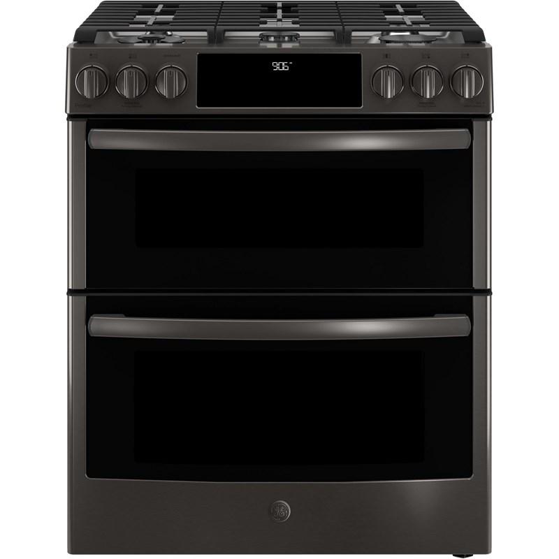 GE Profile - 6.7 cu. ft Gas Range in Black Stainless - PCGS960BELTS