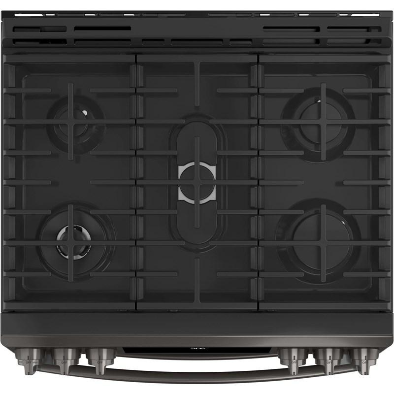 GE Profile - 6.7 cu. ft Gas Range in Black Stainless - PCGS960BELTS