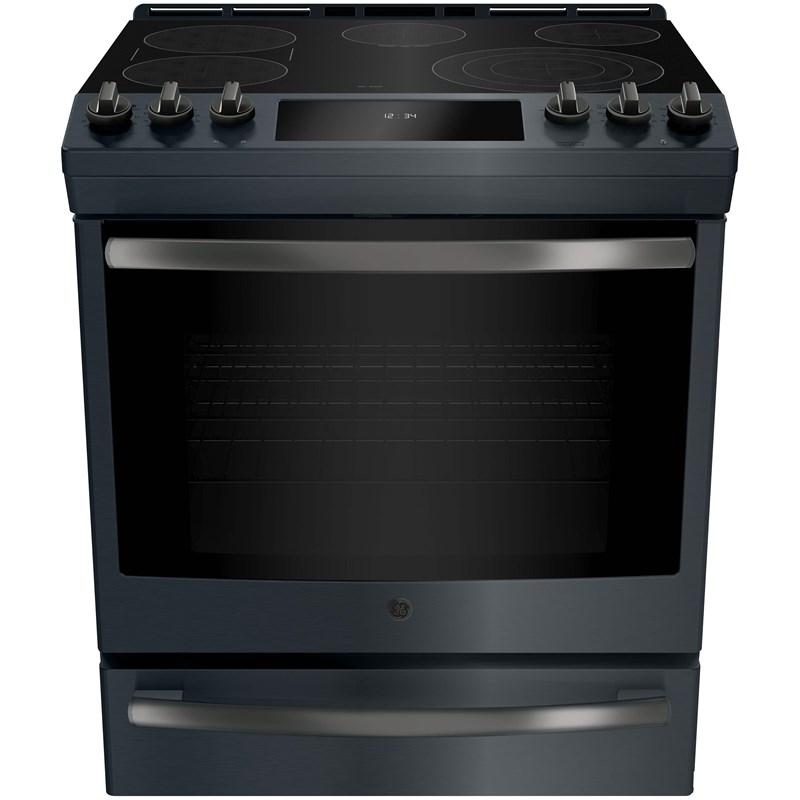 GE Profile - 6.3 cu. ft Electric Range in Black Stainless - PCS940FMDS