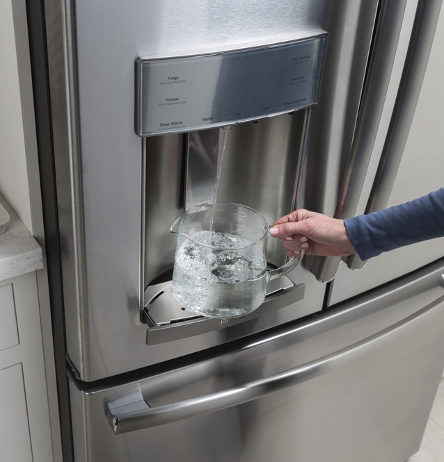 GE Profile - 35.75 Inch 27.7 cu. ft French Door Refrigerator in Grey - PFE28PMKES