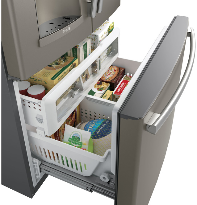 GE Profile - 35.75 Inch 27.7 cu. ft French Door Refrigerator in Grey - PFE28PMKES