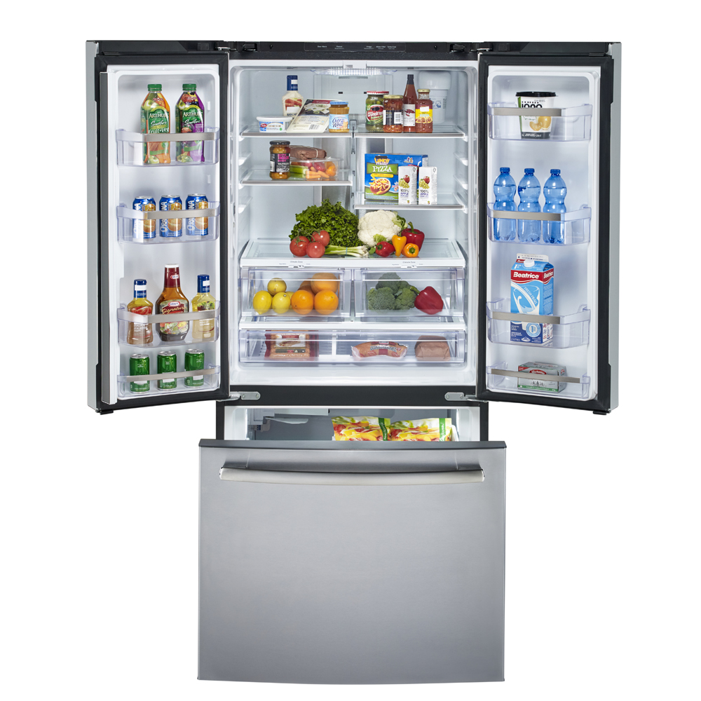 GE Profile - 32.75 Inch 24.5 cu. ft French Door Refrigerator in Stainless - PNE25NSLKSS