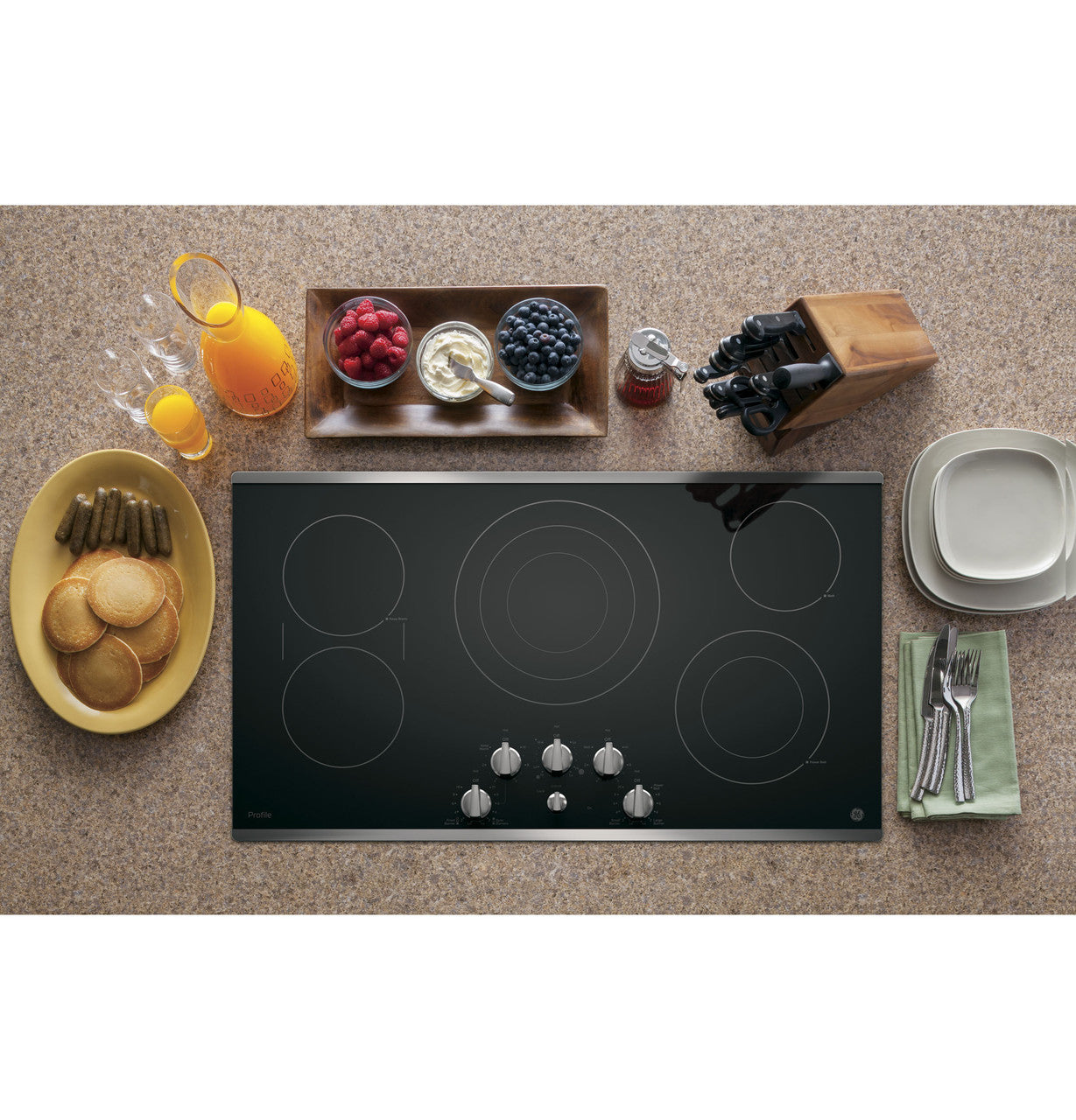 GE Profile - 36.125 Inch Electric Cooktop in Black - PP7036SJSS
