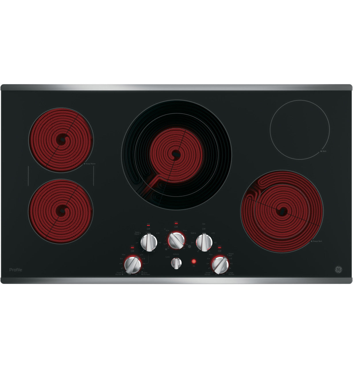 GE Profile - 36.125 Inch Electric Cooktop in Black - PP7036SJSS