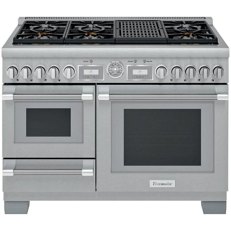 Thermador - 6.5 cu. ft Dual Fuel Range in Stainless - PRD48WLSGC