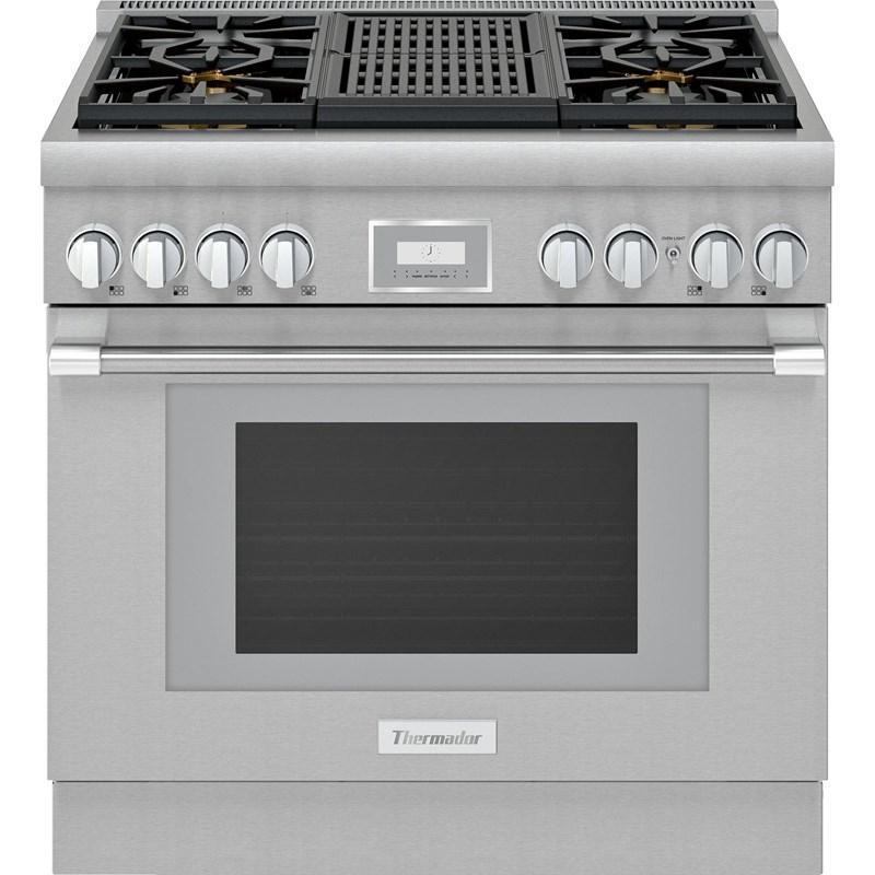 Thermador - 5.1 cu. ft Gas Range in Stainless - PRG364WLH