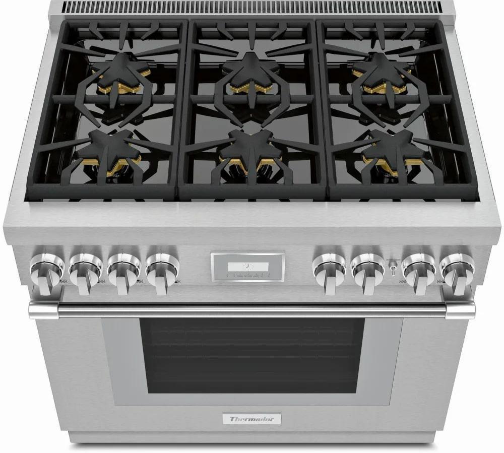 Thermador - 5.1 cu. ft Gas Range in Stainless - PRG366WH