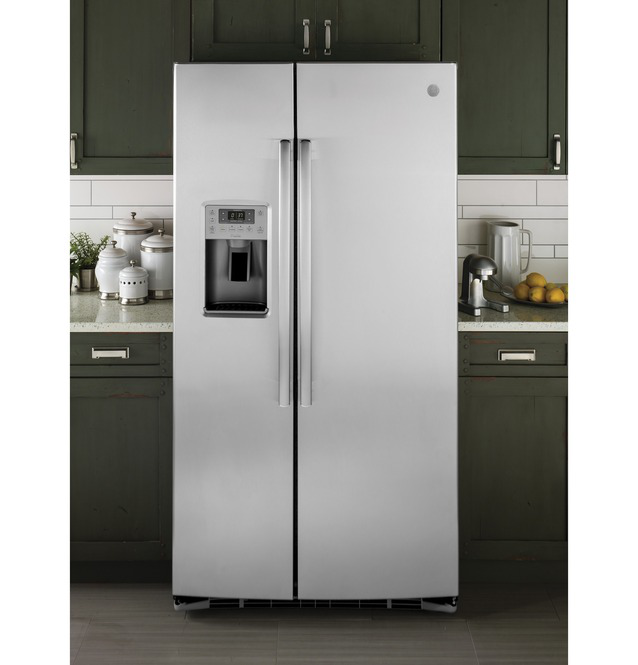 GE Profile - 35.75 Inch 25.3 cu. ft Side by Side Refrigerator in Stainless - PSE25KSHSS