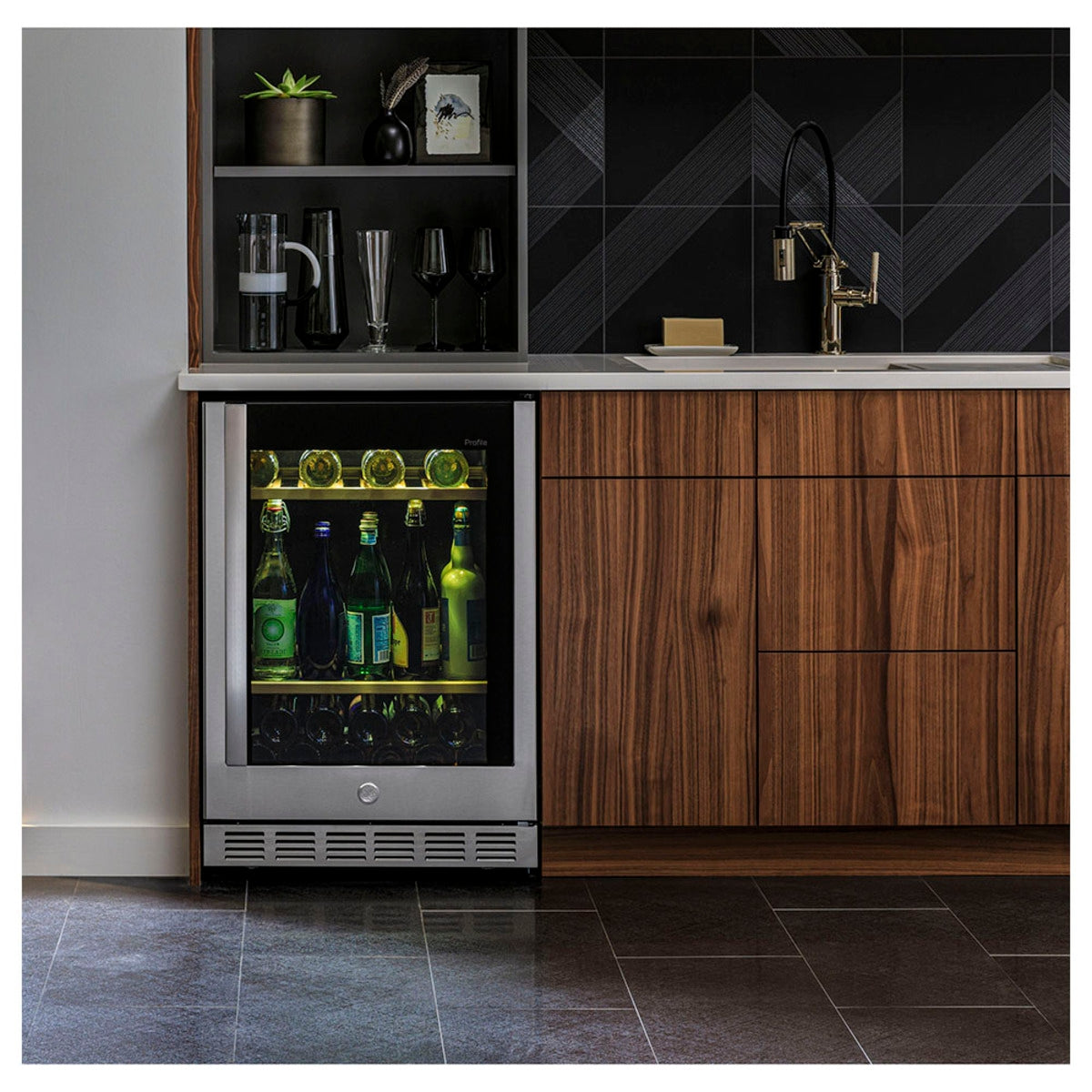 GE Profile - 23.5 Inch 5.1 cu. ft Beverage Centre Refrigerator in Black Stainless - PVS06BSPSS
