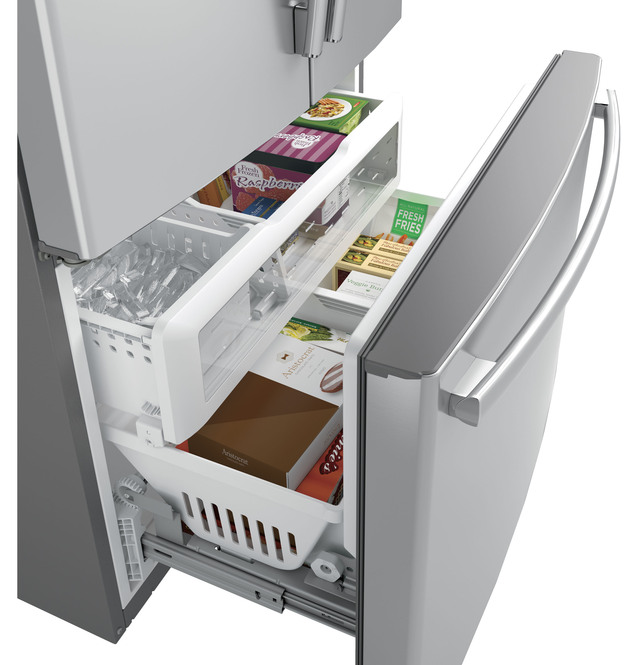 GE Profile - 35.75 Inch 23.1 cu. ft French Door Refrigerator in Stainless - PWE23KSKSS