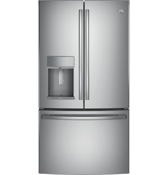 GE Profile - 35.75 Inch 22.1 cu. ft French Door Refrigerator in Stainless - PYD22KSLSS