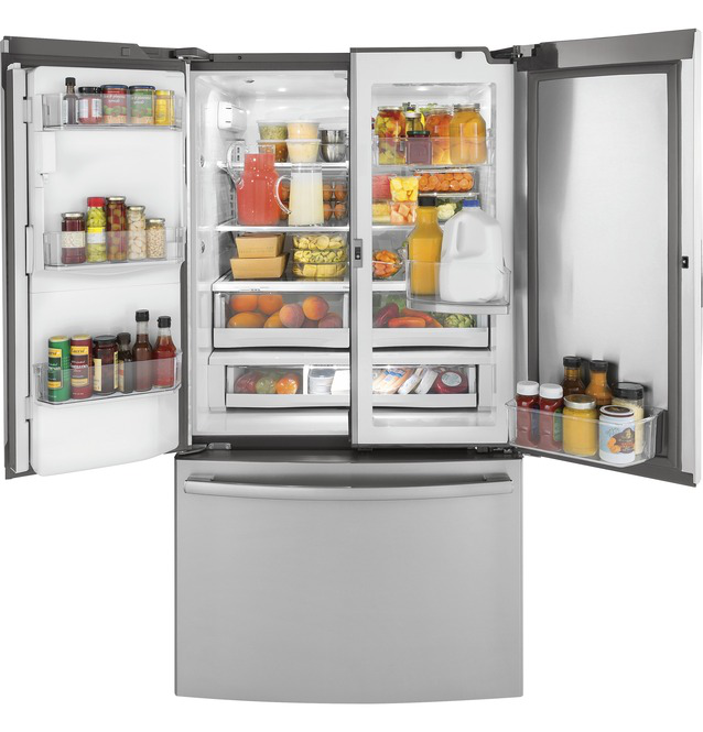 GE Profile - 35.75 Inch 22.1 cu. ft French Door Refrigerator in Stainless - PYD22KSLSS