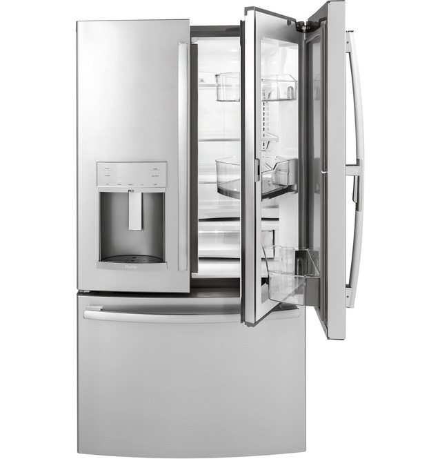 GE Profile - 35.75 Inch 22.1 cu. ft French Door Refrigerator in Stainless - PYD22KSLSS