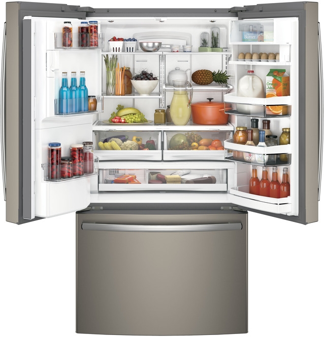 GE Profile - 35.75 Inch 22.2 cu. ft French Door Refrigerator in Grey - PYE22PMKES