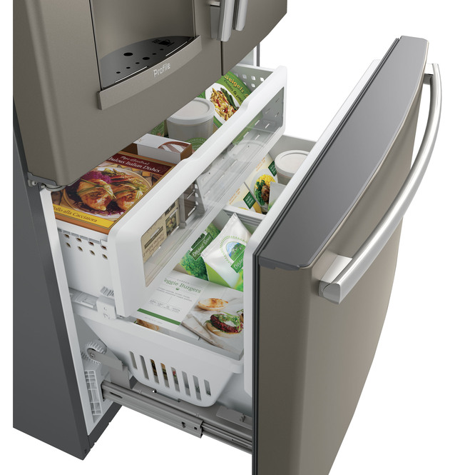 GE Profile - 35.75 Inch 22.2 cu. ft French Door Refrigerator in Grey - PYE22PMKES