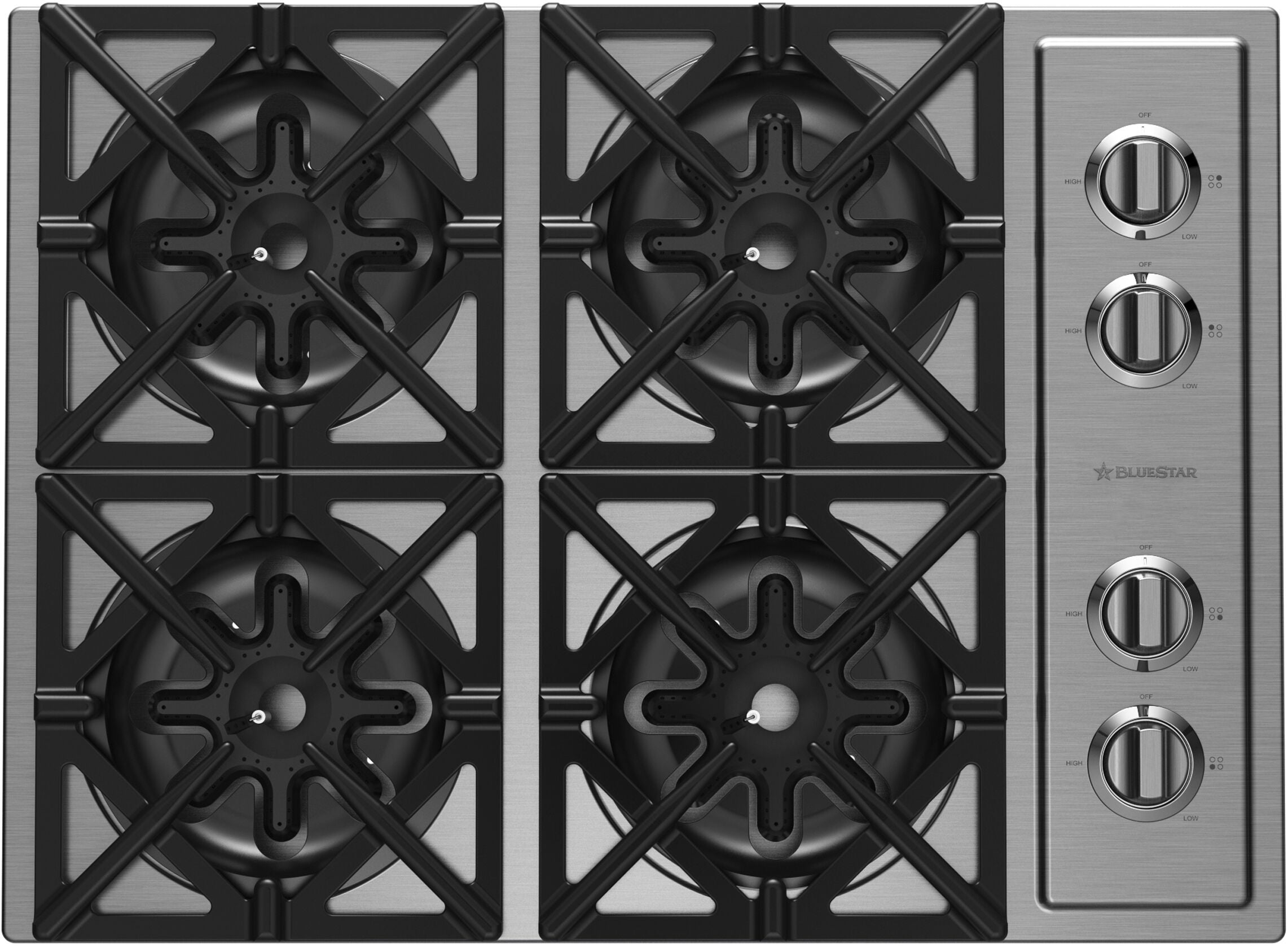 BlueStar - 30 inch wide Gas Cooktop in Stainless - RBCT304BSSV2LPLT