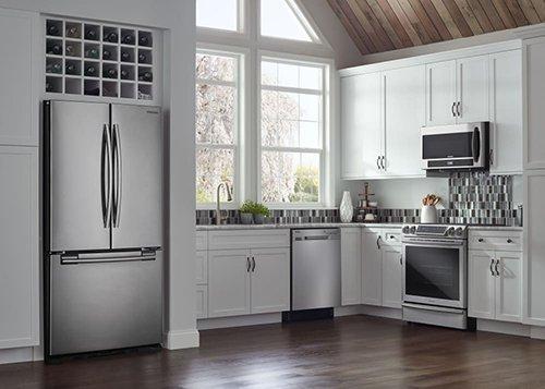 Samsung - 32.125 Inch 17.5 cu. ft French Door Refrigerator in Stainless - RF18HFENBSR