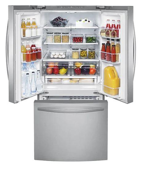 Samsung - 29.8 Inch 21.8 cu. ft French Door Refrigerator in Stainless - RF220NFTASR