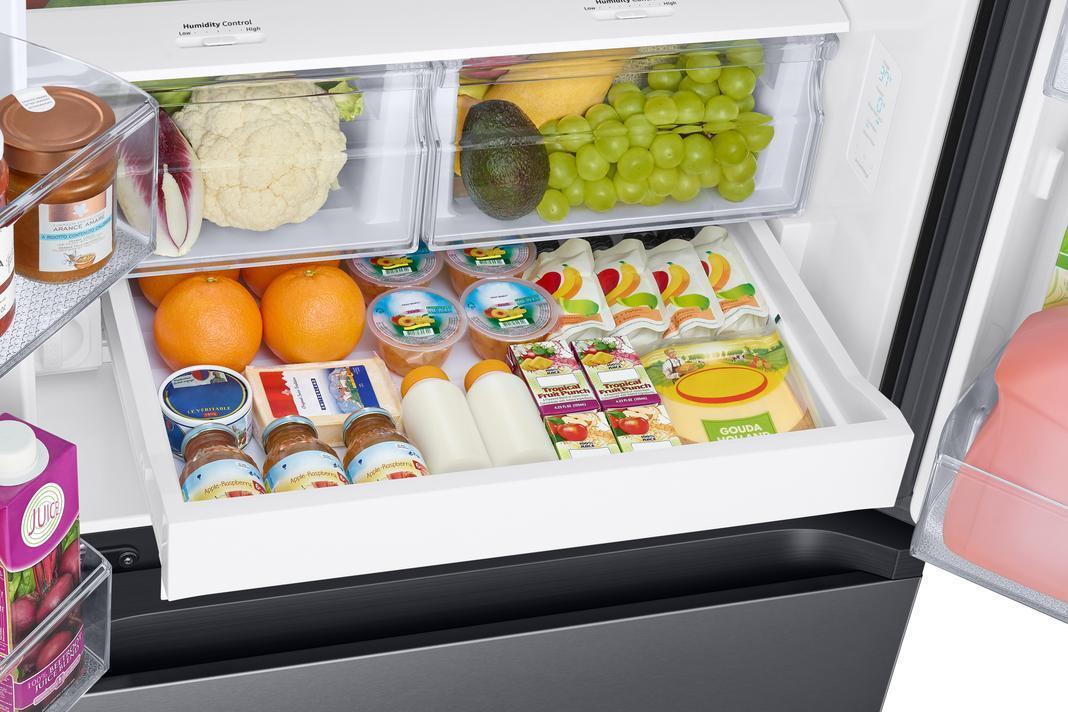 Samsung - 29.8 Inch 22 cu. ft French Door Refrigerator in Black Stainless - RF22A4221SG