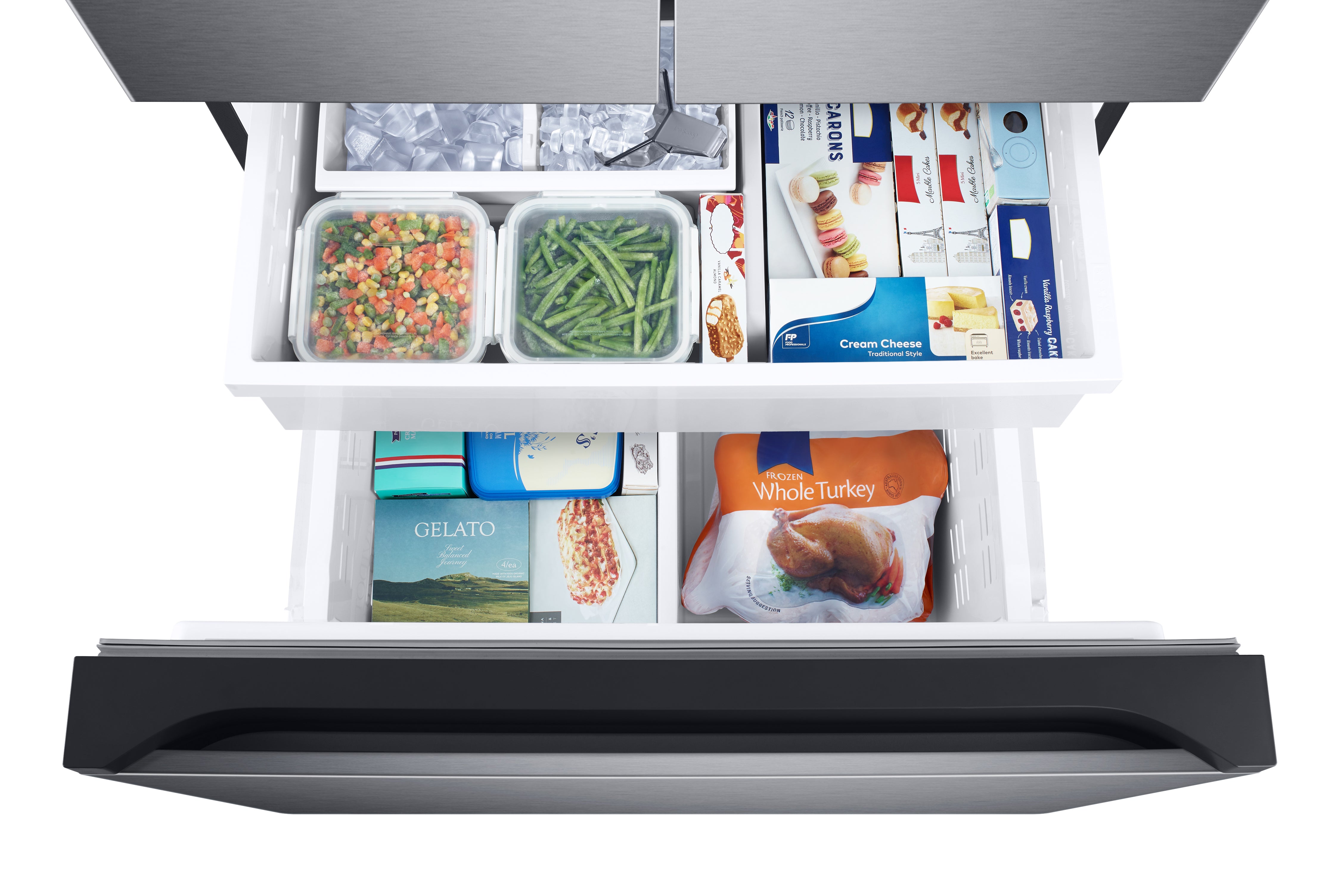 Samsung - 32.1875 Inch 24.5 cu. ft French Door Refrigerator in Black Stainless - RF25C5551SG