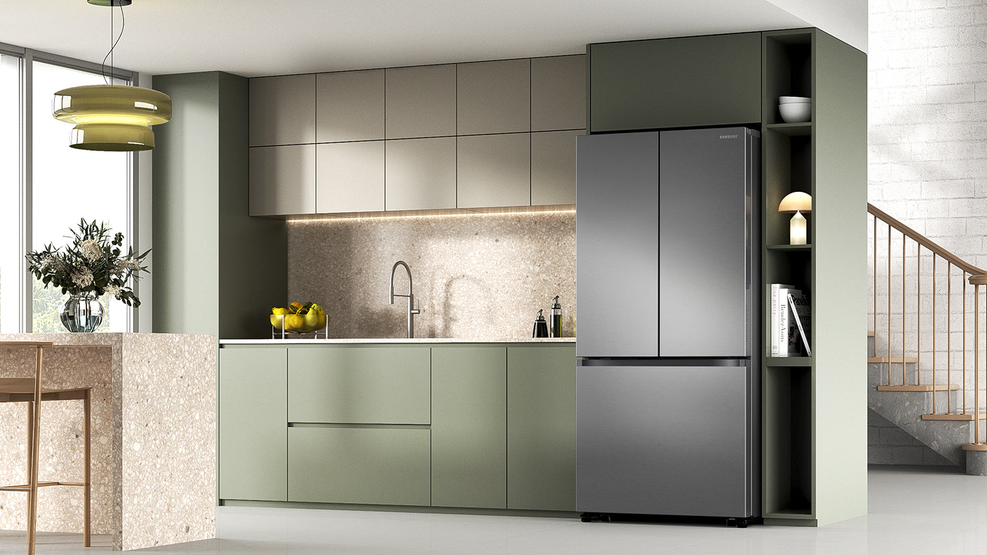 Samsung - 32.1875 Inch 24.5 cu. ft French Door Refrigerator in Stainless - RF25C5551SR