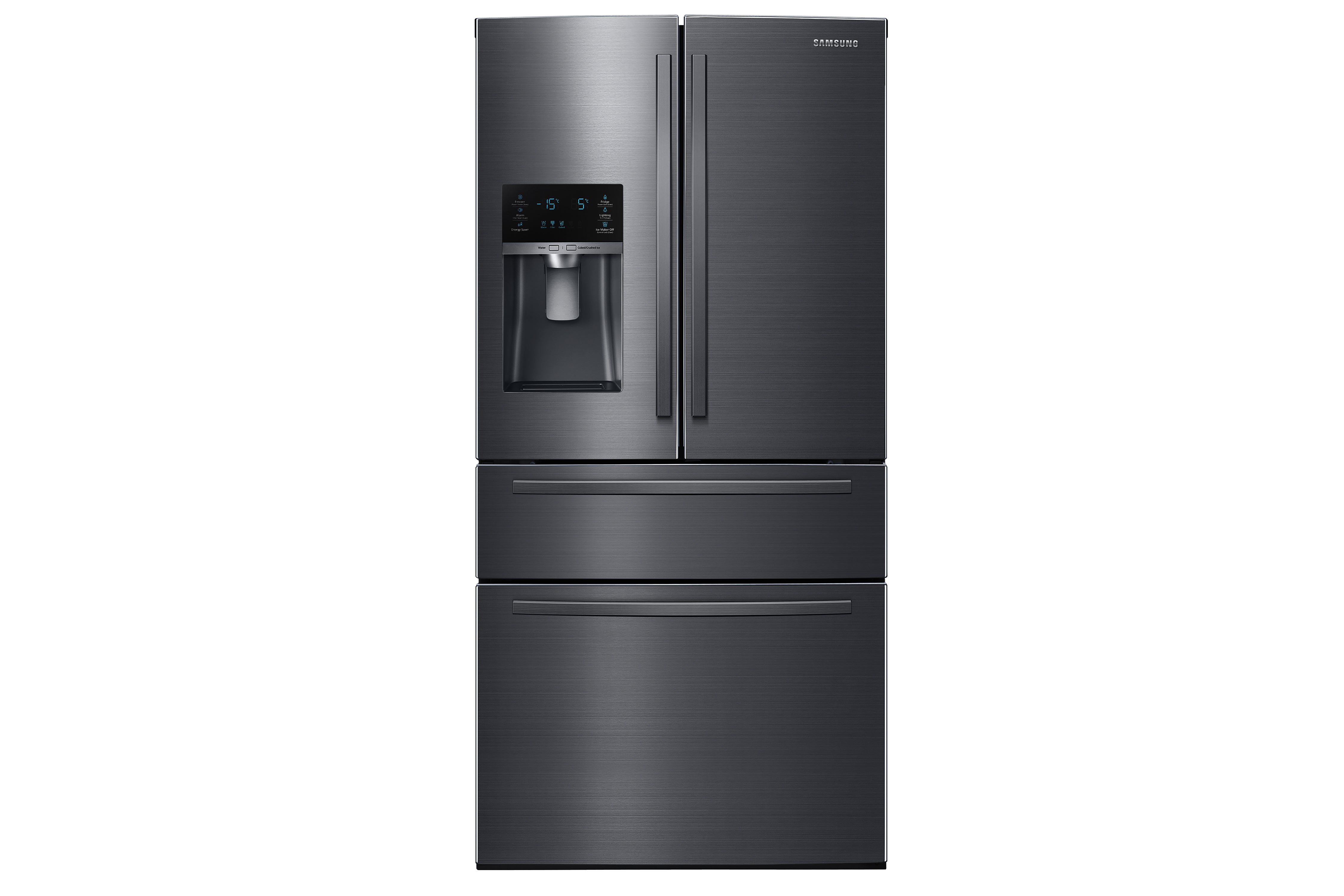 Samsung - 32.75 Inch 24.7 cu. ft French Door Refrigerator in Black Stainless - RF25HMIDBSG