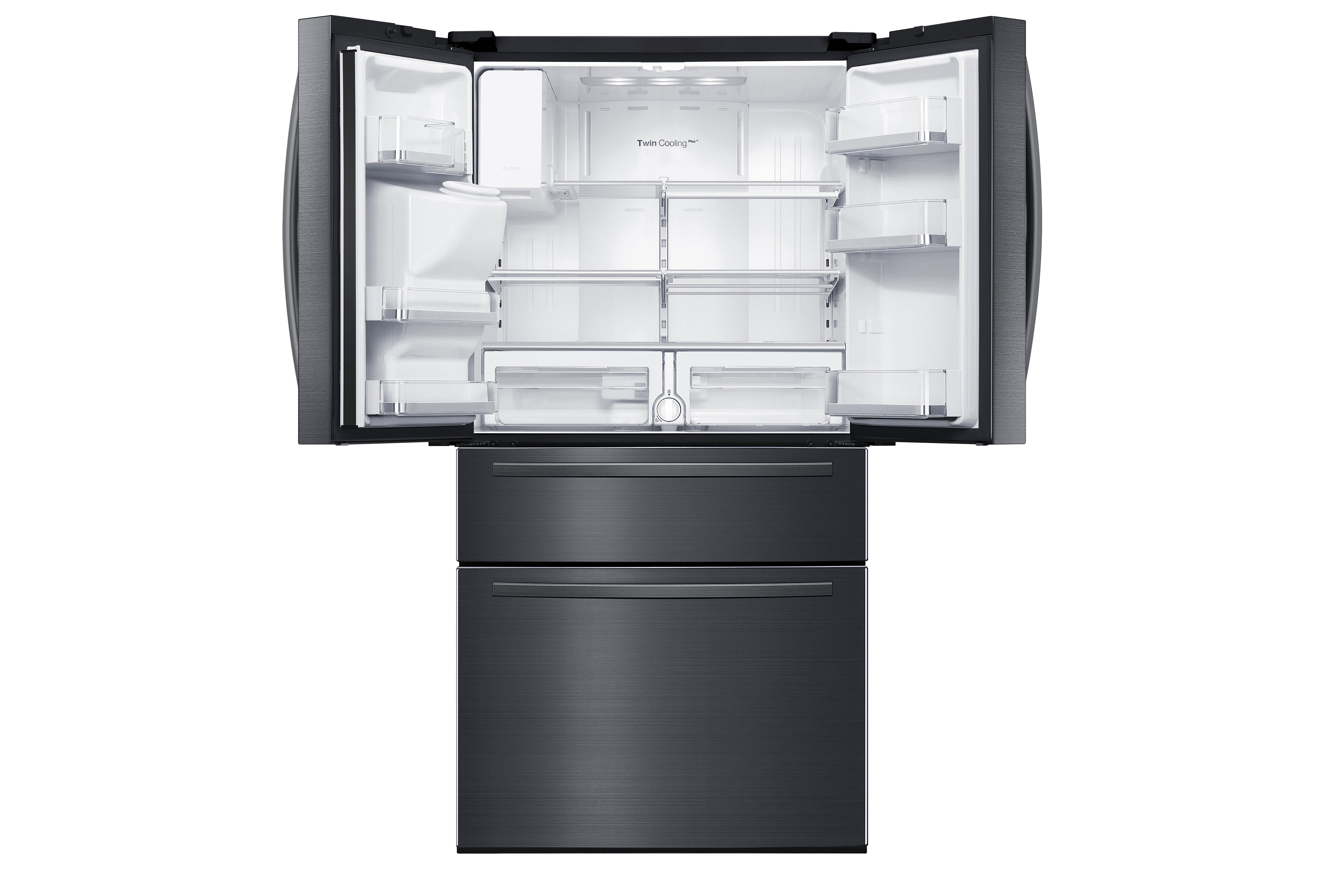 Samsung - 32.75 Inch 24.7 cu. ft French Door Refrigerator in Black Stainless - RF25HMIDBSG