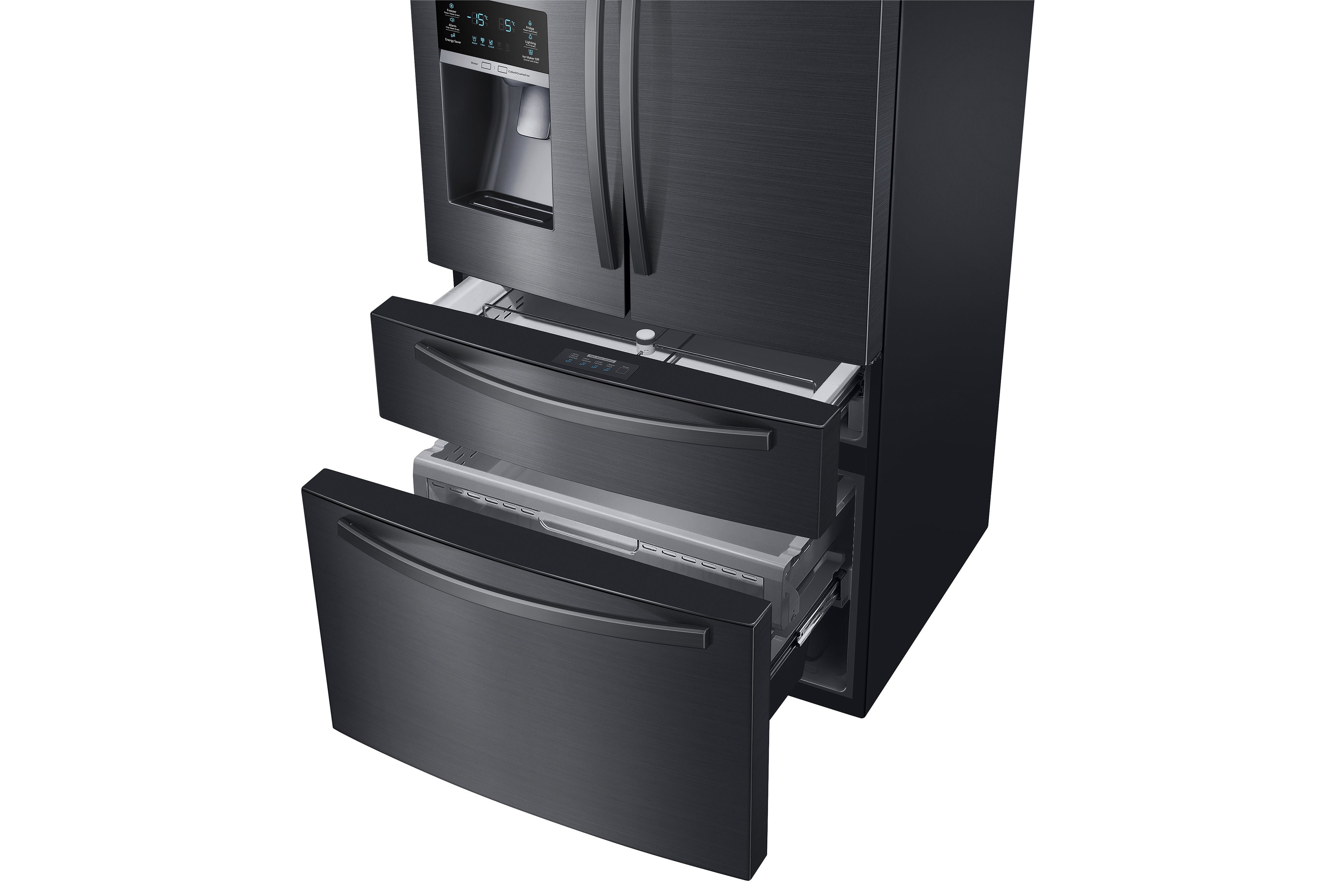 Samsung - 32.75 Inch 24.7 cu. ft French Door Refrigerator in Black Stainless - RF25HMIDBSG