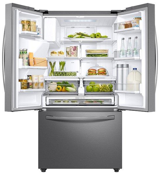 Samsung - 35.75 Inch 28 cu. ft French Door Refrigerator in Stainless - RF28R6201SR