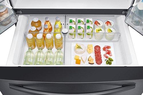 Samsung - 35.75 Inch 28 cu. ft French Door Refrigerator in Black Stainless - RF28R7201SG